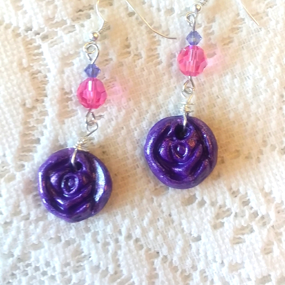 Rose Swarovski Crystal Earrings